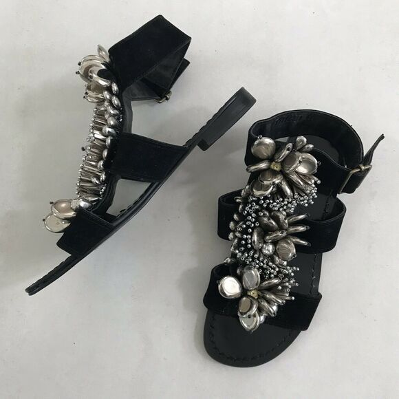 Suecomma Bonnie Suede Strappy Flat Sandals FLAW - Picture 1 of 10